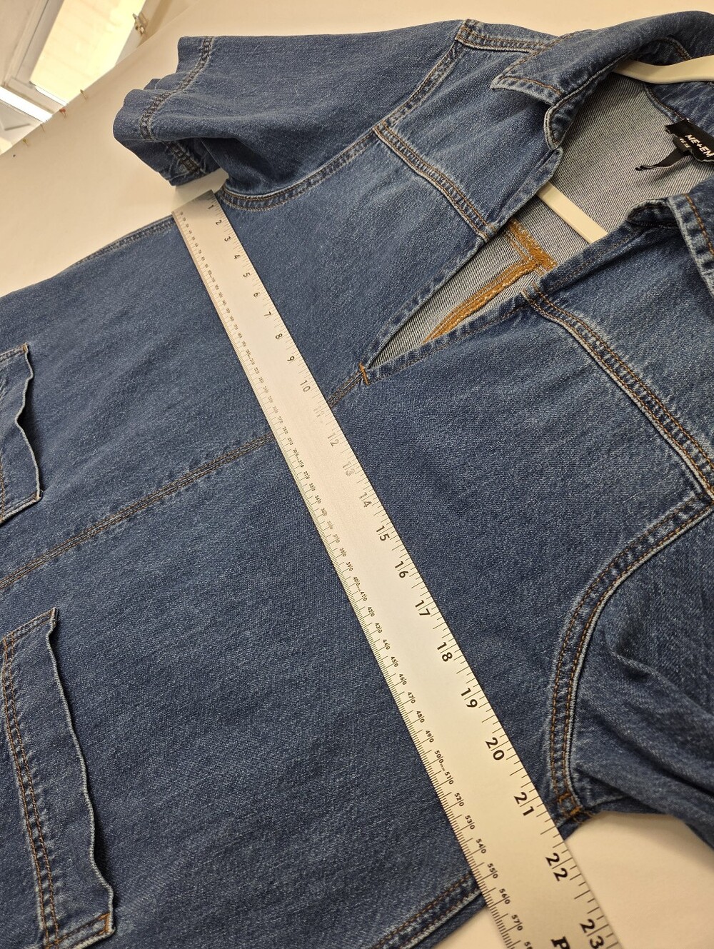 ME+EM Denim Swing Shirt Dress Blue Cotton Pockets A-Line Relaxed Size US 6 EU 38 - Picture 13 of 14